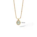 Elegant 18k gold plated cat's eye stone pendant necklace with 10mm oval charm detail - Oval Opal / Gold Blue
