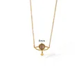 18k gold plated titanium steel necklace with 8mm cat's eye Saturn pendant and star charm - Planet Cat's Eye / White Planet
