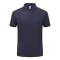 Polo de seda de hielo azul marino premium para hombre, top de negocios secado rápido. - M / Tops / Gris oscuro