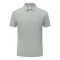 Premium men's ice silk quick-dry polo shirt in light grey business casual style - M / Tops / Gray-Bean Green