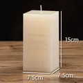 Μεγάλο τετράγωνο κερί σε ιβουάρ χρώμα 7,5x15 cm για γάμους και διακόσμηση σπιτιού - Τετράγωνο / Τετράγωνο 7.5x7.5x15cm / Ιβουάρ