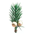 Detailed close-up view of an artificial pine needle sprig with golden decorative berries - 6cm Pine Needle Golden Fruit