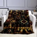 Rustic southwestern style throw blanket with bear and deer patterns on a white armchair - ALKJ7 / 75*100 [source Factory]