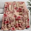 High-quality detailed shot of soft fleece throw blanket with vintage rose floral pattern - ALKJ13 / 75*100 [source Factory]