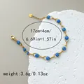 Elegant vintage gold plated evil eye bracelet featuring blue bead accents for women - F-wlb0110-02-light Blue