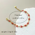 Gold-plated Evil Eye beaded bracelet for women with adjustable chain and red charms - F-wlb0110-02-red