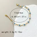 Vintage gold Evil Eye chain bracelet for women featuring weight and size specifications - F-wlb0110-02-white
