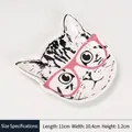 Plat à collation créatif en céramique avec visage de chat et lunettes roses mignon - Chat