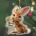 Χαριτωμένο 2D ακρυλικό κουνέλι με σήμα Bunny Kisses για χριστουγεννιάτικο δέντρο ή αυτοκίνητο - Α45