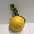 Balle élastique jaune pour chien avec corde de traction en nylon tressé bleu et jaune - Balle à Corde Ronde / 9cm / Jaune/Corde Bleue-Jaune