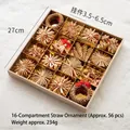 Set de 56 décorations de Noël en paille de blé dans une boîte à 16 compartiments - Ensemble 16 cases / Environ 56 Pièces/Paquet