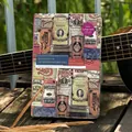 Taccuino A5 vintage con illustrazione collage nostalgica su carta kraft per il diario - Rosso rosa