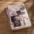 Vintage A5 Notizbuch im europäischen Stil mit botanischen Illustrationen und Stempeln - Blütezeit Thema