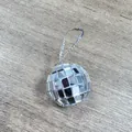 Mini silver mirror disco ball ornament with silver hanging loop for party decoration - 2cm Silver