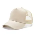 Klassieke beige ademende katoenen mesh trucker pet met verstelbare snapback sluiting - Verstelbaar / Broken Wit