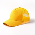 Berretto trucker in rete di cotone giallo brillante a cinque pannelli per protezione solare - Regolabile / Giallo