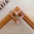 Vintage pink marbled acetate heart hair claw clip for elegant women's hairstyles - Magic Purple