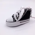 7.5cm mini black canvas sneaker keychain with white laces, creative gift charm detail - Black