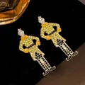 Nutcracker soldier drop earrings featuring colorful rhinestones and enamel finish style - Green and Black Style (WH2358-3)