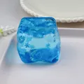 Luxe transparant blauw moutsuiker ijsblokje squishy speelgoed met sneeuwvlokken. - Sneeuwvlok Ijsblokjes Stijl