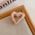 Elegant vintage heart shaped hair claw clip in pink marble acetate for thick hair - Pink Pattern