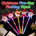 Vista dettagliata di cinque bacchette a stella di Natale luminose con Babbo Natale e pupazzi. - Bastoncini Luminosi Natalizi Cavi