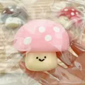 Pink mushroom squishy toy with a cute smiley face for stress relief and sensory play. - Pink Mushroom / Pink