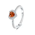 Eleganter silberner verstellbarer Ring mit einem leuchtend orangefarbenen Herz-Zirkon - Einstellbar Offen / Orangerot