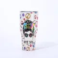 Macro detail of the hippie soul 3D printed graphics on the stainless steel tumbler - 30oz / White (Hippie Soul Print)