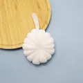 Large 50g soft white petal-shaped bath shower sponge with durable hanging ribbon loop - Ribbon Style / White