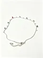 Zierliches versilbertes Fußkettchen mit bunten Edelsteinen und verstellbarem Karabinerverschluss - Dopamin-Design Bunter Strass-Stil / Silber