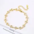 18K gold plated copper bracelet with micro-pave diamonds and rhombus links. - Style 1 (Model 1) / 8.8x14.8mm, 16+5cm / Gold