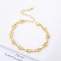 Elegant gold-plated leaf bracelet with micro-pave cubic zirconia stones - Style 2 (Model 2) / 7.1x18mm, 16+5cm / Gold