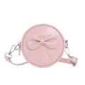 Mini borsa a tracolla rotonda rosa per bambine con fiocco decorativo e tracolla regolabile - Rosa