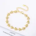 Elegant minimalist star-shaped bracelet with cubic zirconia stones in 18K gold plating - Style 3 (Model 3) / 8.5x13.6mm, 16+5cm / Gold