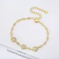 Elegant 18K gold plated heart bracelet with micro-paved crystals, chic jewelry for women. - Style 4 (Model 4) / 8.8x13.7mm, 16+5cm / Gold