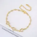 18K gold plated heart bracelet with micro-pave crystals and round cubic zirconia - Style 5 (Model 5)