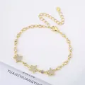 Gold plated bracelet with micro-pave star charms and brilliant cubic zirconia crystals - Style 6 (Model 6)