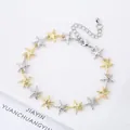 Modern minimalist two-tone 18K gold plated starfish link bracelet with extender chain - Style 12 (Model 12)