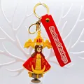 Close-up of a San Juan de los Lagos religious character soft rubber keychain charm - Virgin Mary Red (Style 4)