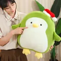 Schattige groene pluche pinguïn met kerstmuts, zacht kussen als kerstcadeau voor kinderen - 50cm / Groen