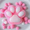 Schattig roze en wit kattenpoot squishy speelgoed voor stressverlichting en zintuiglijk - Geflockte Kattenpoot Perzikroze