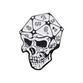 Kreatives D20-Würfel-Skelett-Emaille-Pin-Abzeichen für Spielefans in Schwarz-Weiß - Skelett D20 Würfel Stil (QHXZ053)