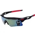 Sports cycling sunglasses featuring iridescent reflective lenses and a red-black frame - Black Frame Gold Mirror Lens