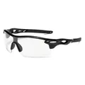 Professional black sports cycling sunglasses featuring clear protective wrap-around lenses - Black Frame Black Leg Clear Lens