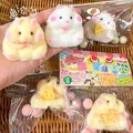 Jouet de compression hamster mignon et duveteux pour soulager le stress lent rebond - Style Flocage / Hamster au Fromage Floconné (Blanc)