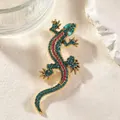 Broche lézard vintage ornée de strass bleus et magenta pour accessoires de vêtements - Bleu