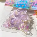 Glitzerndes lila Katzenpfote Squishy-Spielzeug mit Perlen und Anhängern dekoriert - Kristall-Glitzer-Stil / Paar Kristall Katzenpfote
