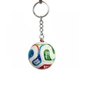 Close-up detail of a 3D soccer ball keychain with colorful printed graphics and ring. - PU Foam Soccer Ball