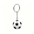 Detailed 3D soccer ball keychain accessory for sports fans with metal ring and chain - Plastic Soccer Ball